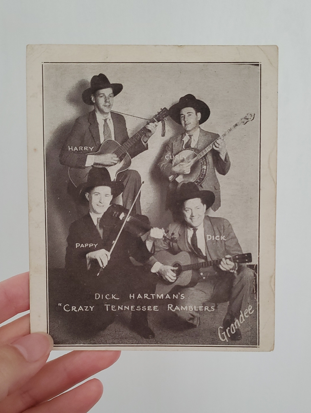 Dick Hartman's Crazy Tennessee Ramblers Band Grandee Black & White Card
